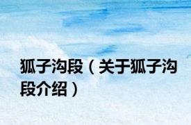 狐子沟段（关于狐子沟段介绍）