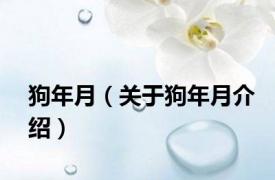 狗年月（关于狗年月介绍）