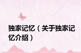 独家记忆（关于独家记忆介绍）