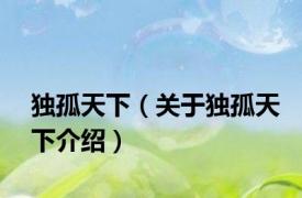 独孤天下（关于独孤天下介绍）