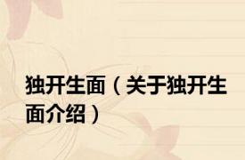 独开生面（关于独开生面介绍）
