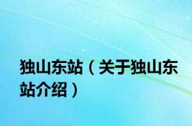 独山东站（关于独山东站介绍）