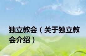 独立教会（关于独立教会介绍）