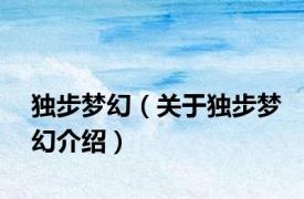 独步梦幻（关于独步梦幻介绍）