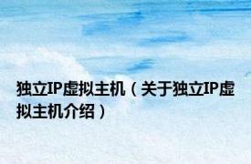 独立IP虚拟主机（关于独立IP虚拟主机介绍）