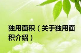 独用面积（关于独用面积介绍）