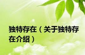 独特存在（关于独特存在介绍）