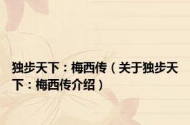 独步天下：梅西传（关于独步天下：梅西传介绍）