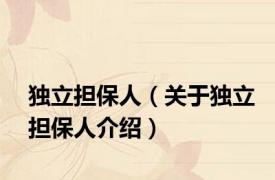 独立担保人（关于独立担保人介绍）