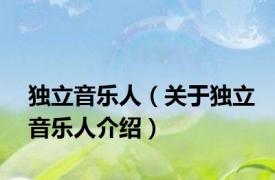 独立音乐人（关于独立音乐人介绍）