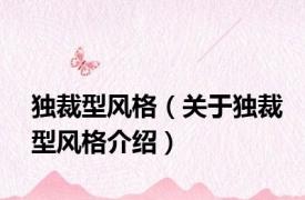 独裁型风格（关于独裁型风格介绍）