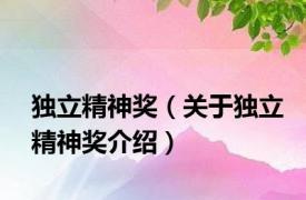独立精神奖（关于独立精神奖介绍）