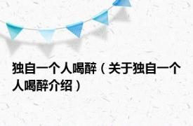 独自一个人喝醉（关于独自一个人喝醉介绍）