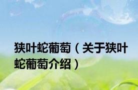 狭叶蛇葡萄（关于狭叶蛇葡萄介绍）
