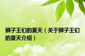 狮子王们的夏天（关于狮子王们的夏天介绍）