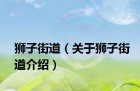 狮子街道（关于狮子街道介绍）