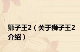 狮子王2（关于狮子王2介绍）