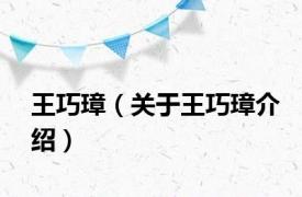 王巧璋（关于王巧璋介绍）