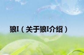 狼I（关于狼I介绍）