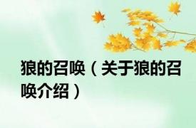 狼的召唤（关于狼的召唤介绍）