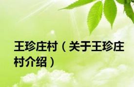 王珍庄村（关于王珍庄村介绍）