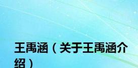 王禹涵（关于王禹涵介绍）