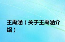 王禹涵（关于王禹涵介绍）