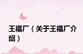 王福厂（关于王福厂介绍）