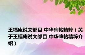 王福庵说文部目 中华碑帖精粹（关于王福庵说文部目 中华碑帖精粹介绍）