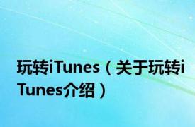玩转iTunes（关于玩转iTunes介绍）