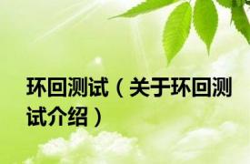 环回测试（关于环回测试介绍）