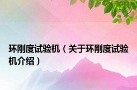 环刚度试验机（关于环刚度试验机介绍）