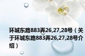 环城东路883弄26,27,28号（关于环城东路883弄26,27,28号介绍）