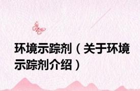 环境示踪剂（关于环境示踪剂介绍）