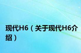 现代H6（关于现代H6介绍）