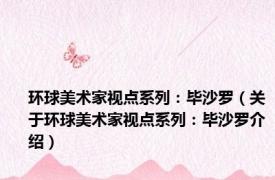 环球美术家视点系列：毕沙罗（关于环球美术家视点系列：毕沙罗介绍）