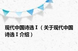 现代中国诗选Ⅰ（关于现代中国诗选Ⅰ介绍）