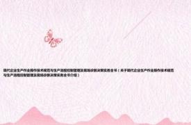 现代企业生产作业操作技术规范与生产流程控制管理及现场诊断决策实务全书（关于现代企业生产作业操作技术规范与生产流程控制管理及现场诊断决策实务全书介绍）