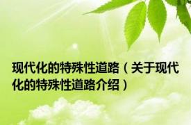 现代化的特殊性道路（关于现代化的特殊性道路介绍）