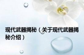 现代武器揭秘（关于现代武器揭秘介绍）