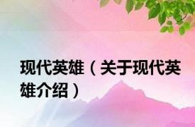 现代英雄（关于现代英雄介绍）