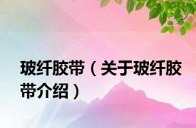 玻纤胶带（关于玻纤胶带介绍）