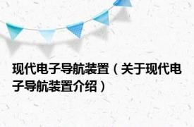 现代电子导航装置（关于现代电子导航装置介绍）