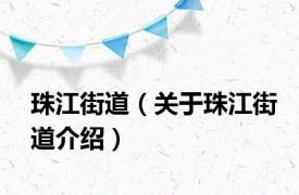 珠江街道（关于珠江街道介绍）