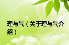 理与气（关于理与气介绍）