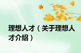 理想人才（关于理想人才介绍）