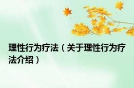 理性行为疗法（关于理性行为疗法介绍）
