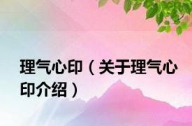 理气心印（关于理气心印介绍）