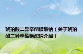 琥珀酸二异辛酯磺酸钠（关于琥珀酸二异辛酯磺酸钠介绍）