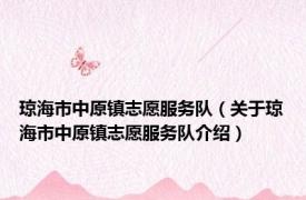 琼海市中原镇志愿服务队（关于琼海市中原镇志愿服务队介绍）